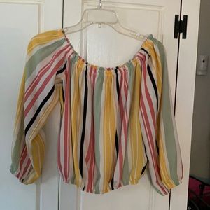 Vibrant off the shoulder shirt perfect for spring